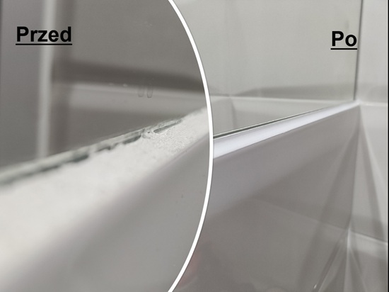 Akryl przy lustrze – dokładne wykończenie uszczelnienie akrylem przy lustrze łazienka Rzeszów
